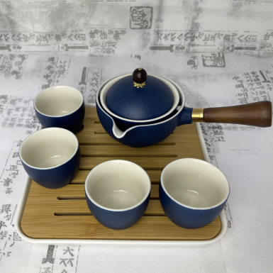 Чайный сервиз - Летучая гайвань (синяя), керамика, 6 предметов