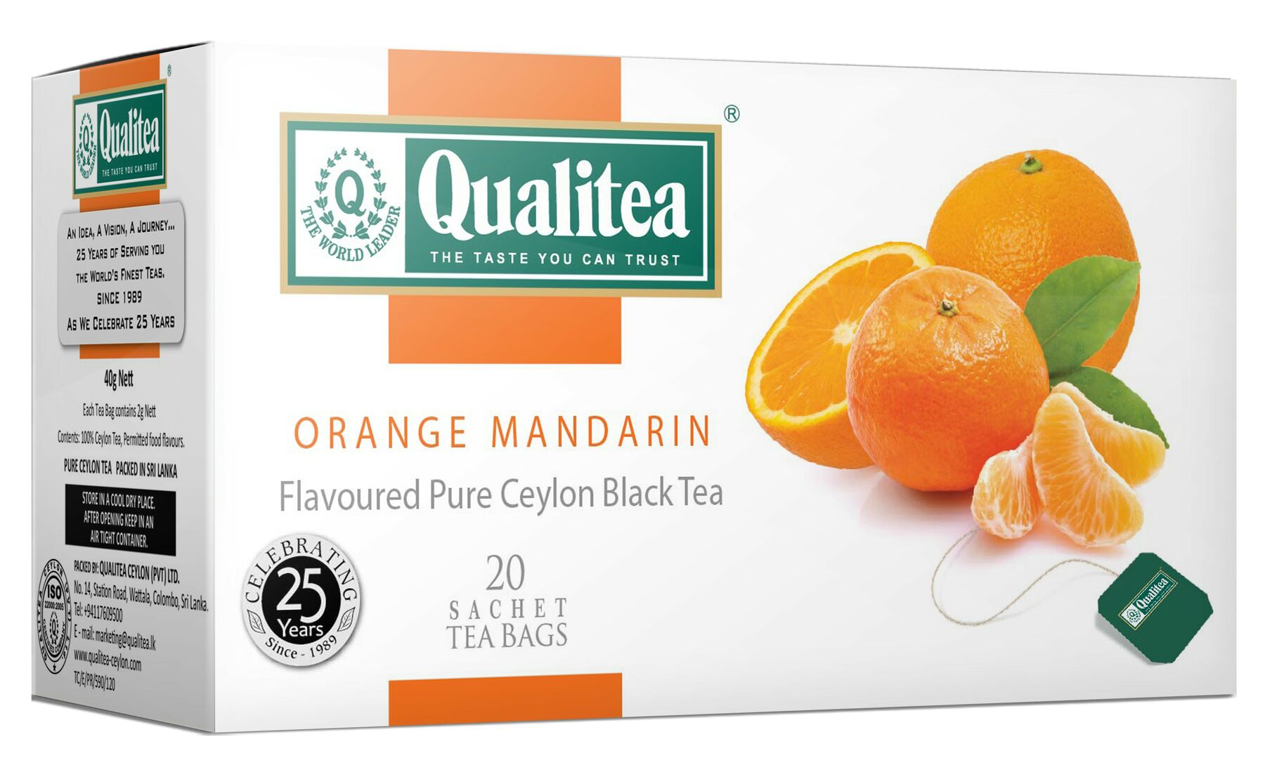 Чай "Кволити" Апельсин Мандарин, 20 пак. в конверт., разовый, Шри-Ланка, 40 гр.