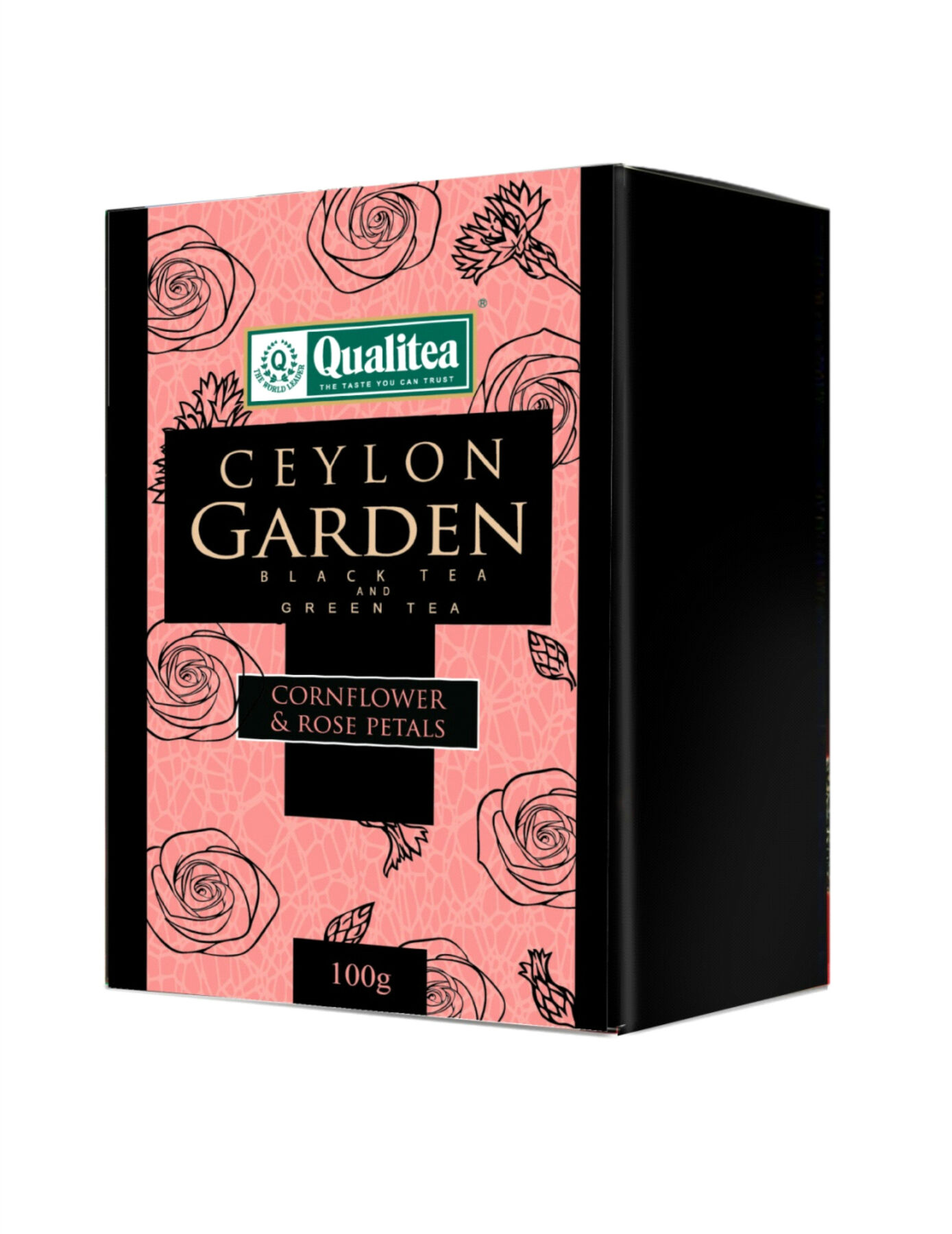 Чай "Кволити" Цейлонский сад, смесь зеленого и черного с васильком и розой, 80 гр.