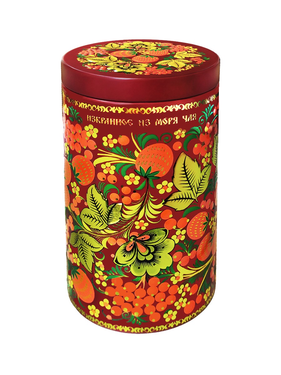 Чай "ИМЧ" Круглая - Русские узоры, красная (6897), жесть, 50 гр.
