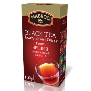 Чай чёрный ТМ 'Маброк' - FBOP (среднелистовой), картон, 100 гр.