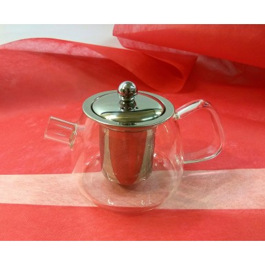 Чайник с металлической нержавеющей колбой «Колокольчик», стекло, 600 мл.