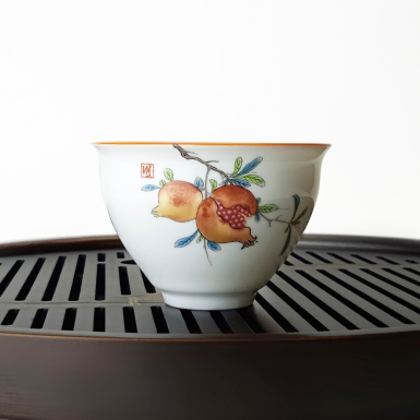 Чашка чайная (пиала) - Плоды граната, фарфор, 70 мл.
