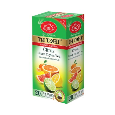 Чай зелёный ТМ 'Ти Тэнг' - Цитрус, пакетированный, 20 пак, 40 г.