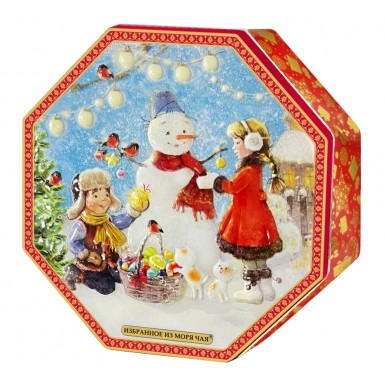 Чай 'ИМЧ' - Восьмиугольник, Снеговик и дети (0077), жесть, 100 гр.