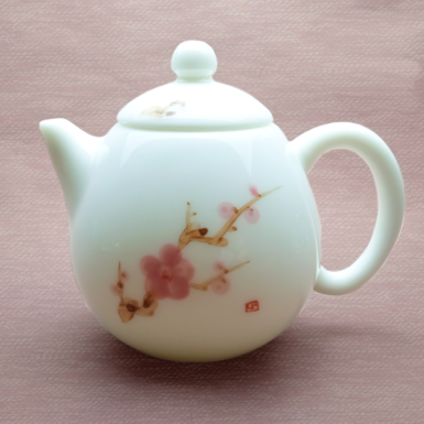 Чайник - 'Белый Нефрит' Сакура, фарфор, ручная роспись, 240 мл, Китай