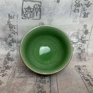 Чашка чайная (пиала) - Кракле, светло-зелёная, Китай, 100 мл.