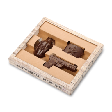 Шоколад фигурный  - Набор 'Любимому защитнику', 55% какао, 150 гр.