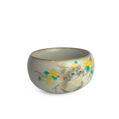 Чайная чашка (пиала) - Котёнок, форма 'чаша', керамика, 80 мл.