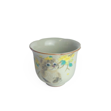 Чайная чашка (пиала) - Котёнок, форма 'бутон', керамика, 55 мл.
