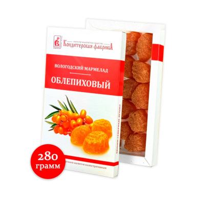 Мармелад вологодский натуральный - Облепиховый, 280 г.