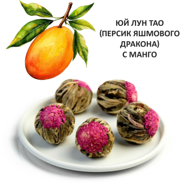 Чай зелёный - Юй Лун Тао (Персик Яшмового Дракона) с манго, Китай, 1 шт.