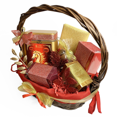 Чайный набор - Корзина 'Игристое настроение', подарочная, Дизайн-студия на Фонтанке