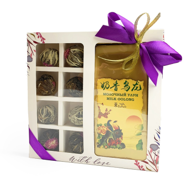 Чайный набор - Коробочка 'Акварель' светлая, китайский чай ассорти