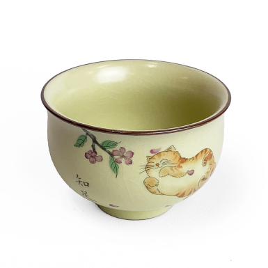 Чайная чашка (пиала) - Милый кот, Жу Яо, 150 мл., фарфор (ИТТ474)