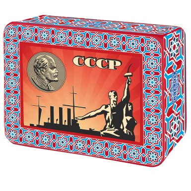 Чай чёрный в шкатулке с магнитом - СССР, Аврора, жесть, 50 гр.