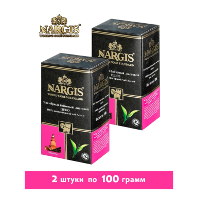 Чай чёрный индийский ТМ "Наргис" - Ассам PEKOE, листовой, картон, 100 г. * 2 шт.