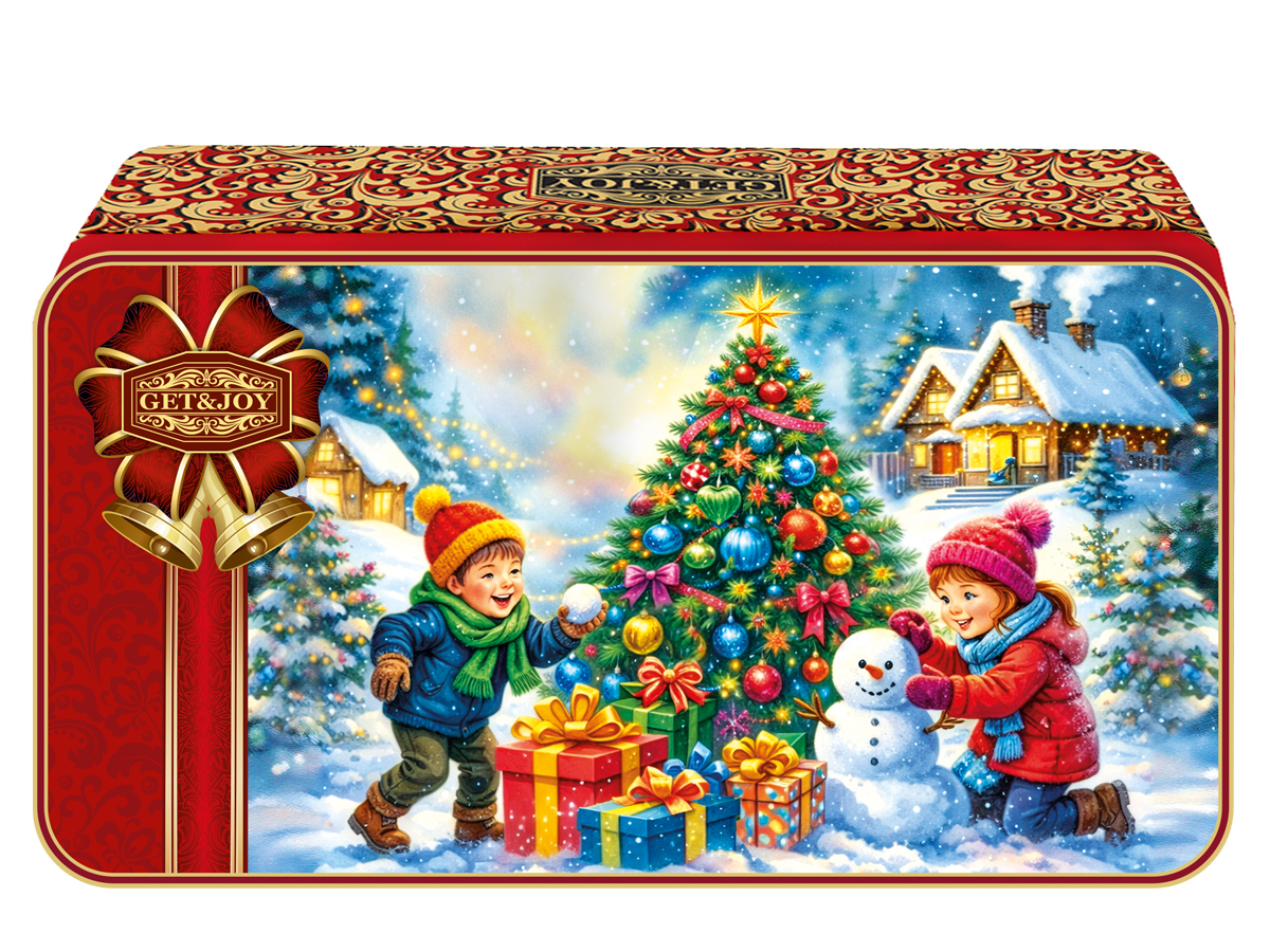Чай китайский чёрный в шкатулке - Зимние игры, жесть, 50 гр.