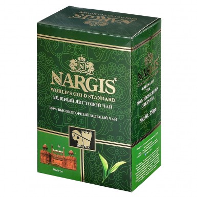 Чай зелёный ТМ 'Наргис' - Зелёный листовой, картон, 250 г.